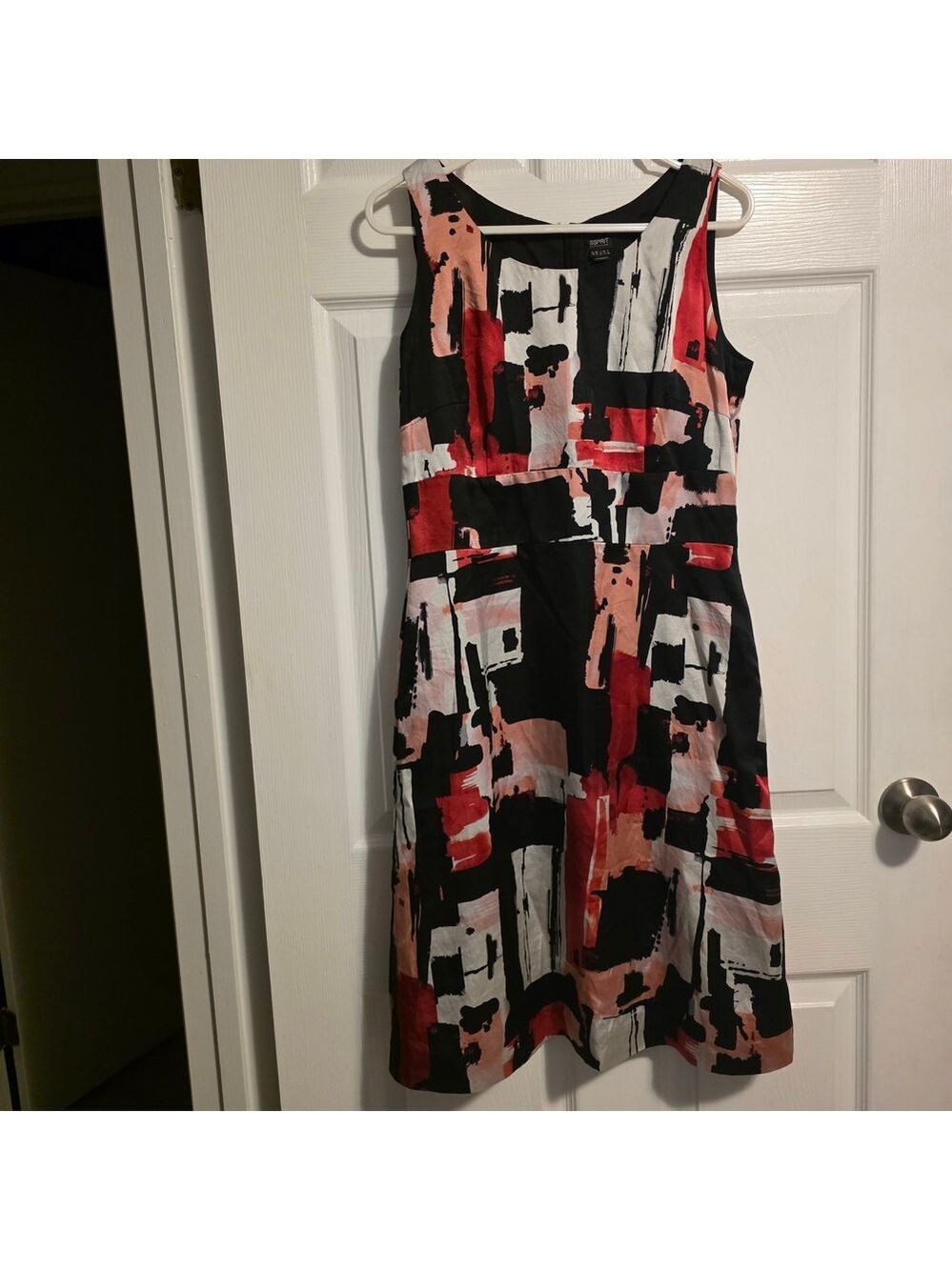 4/$67 Deal! Esprit Silk Color Block Midi Dress - Red, Black, White